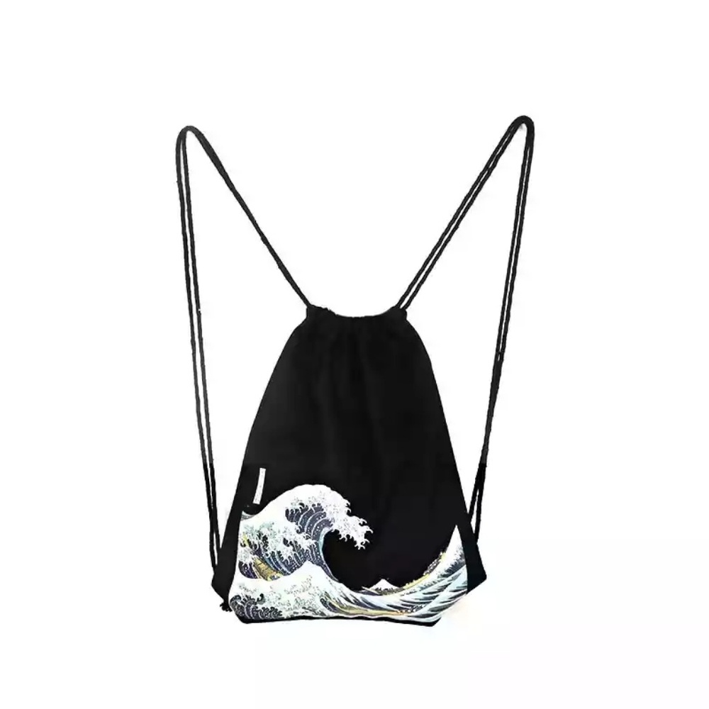 🟢 2 for $15 Drawstring Backpack with Ocean Wave